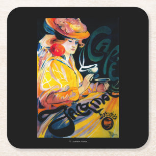 Jacqmotte Caf� Vintage PosterEurope Square Paper Coaster
