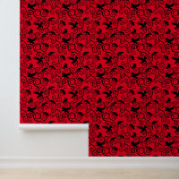 Jacquard Black on Red Raven Gothic Home Decor