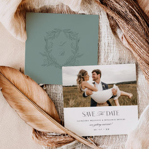 Jacquard Crest Save the Date Wedding Photo Card