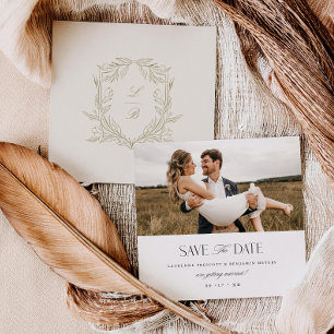 Jacquard Crest Save the Date Wedding Photo Card