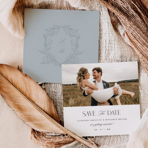 Jacquard Crest Save the Date Wedding Photo Card
