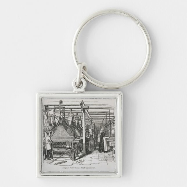 Jacquard Power Looms (engraving) Key Ring (Front)