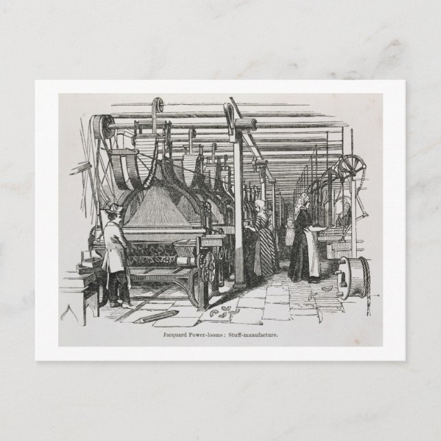 Jacquard Power Looms (engraving) Postcard (Front)