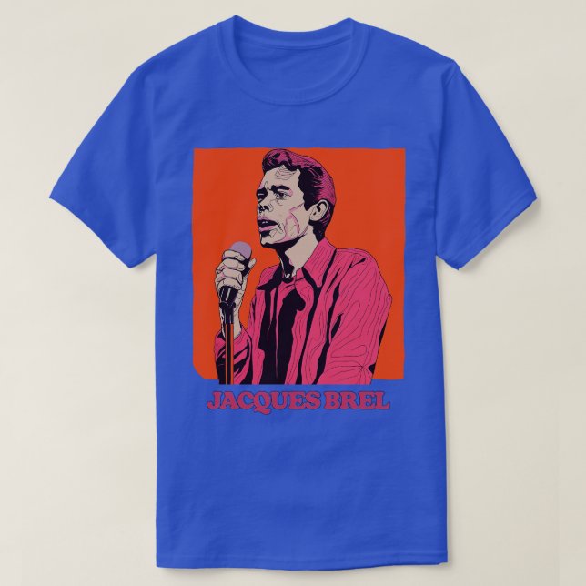 Jacques Brel Retro Fan Design 2 T-Shirt (Design Front)