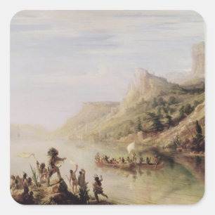 Jacques Cartier Discovering the St. Lawrence Square Sticker