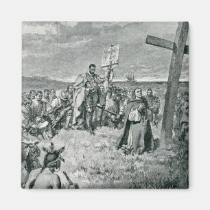 Jacques Cartier  Setting up a Cross at Gaspe Magnet
