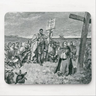 Jacques Cartier Setting up a Cross at Gaspe Mouse Mat