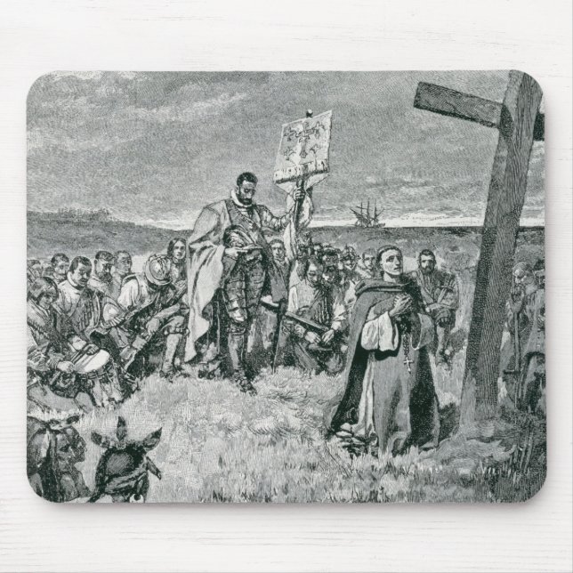Jacques Cartier  Setting up a Cross at Gaspe Mouse Mat (Front)