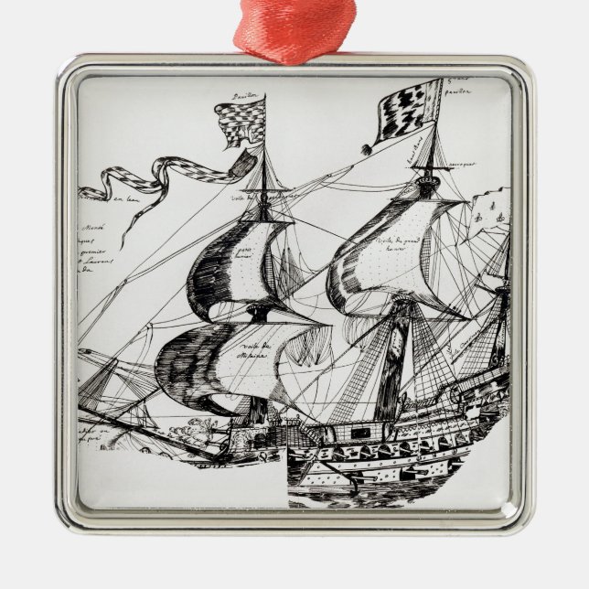 Jacques Cartier's ship, 'Rarete Indes Metal Tree Decoration (Front)