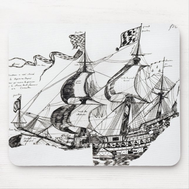 Jacques Cartier's ship, 'Rarete Indes Mouse Mat (Front)