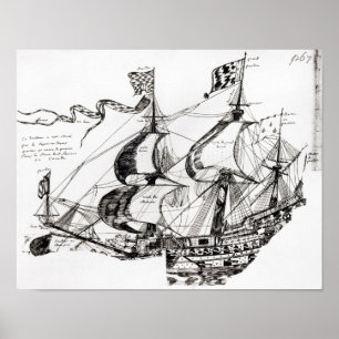 Jacques Cartier's ship, 'Rarete Indes Poster