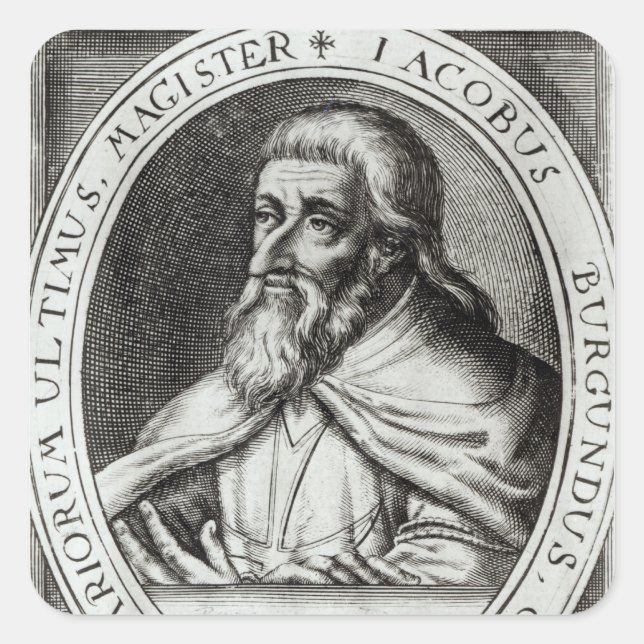 Jacques de Molay  Master of Knights Templars Square Sticker (Front)