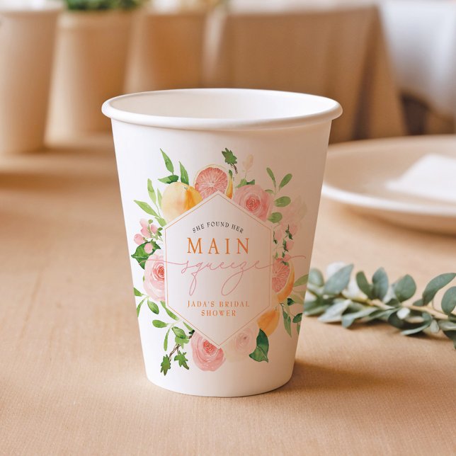 JADA Citrus Fruit Main Squeeze Bridal Shower Paper Cups (Creator Uploaded)