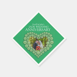 Jade 12th Wedding Anniversary heart green photo Napkin