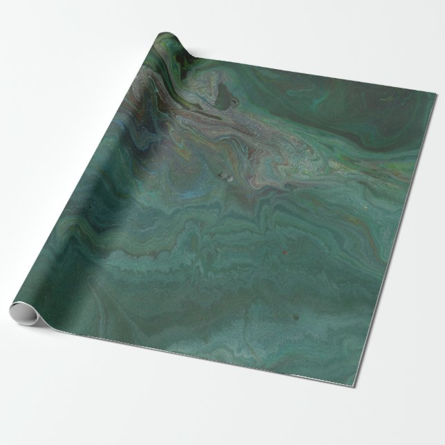 Jade 1 Abstract Green Marble Wrapping Paper (Unrolled)