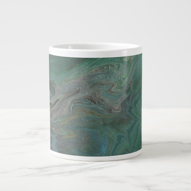 Jade 2 Deep Green Abstract Large Coffee Mug (Front)
