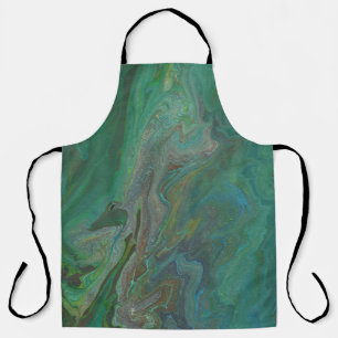 Jade 3 Fluid Deep Green Abstract Apron