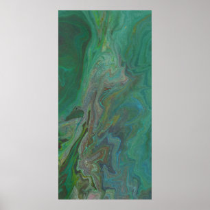 Jade 3 Fluid Deep Green Abstract Poster Print
