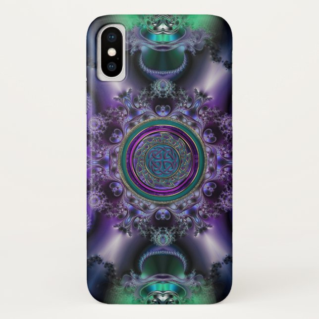 Jade Amethyst Celtic Fractal Design iPhone X Case (Back)