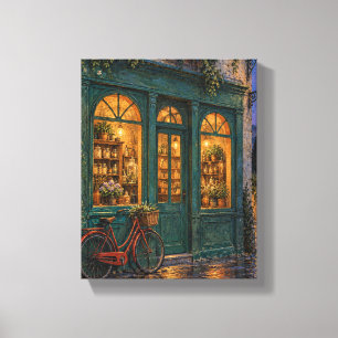 Jade Apothecary at Blue Hour Storybook City Art Canvas Print