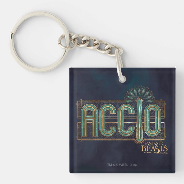 Jade Art Deco ACCIO™ Spell Graphic Key Ring (Front)