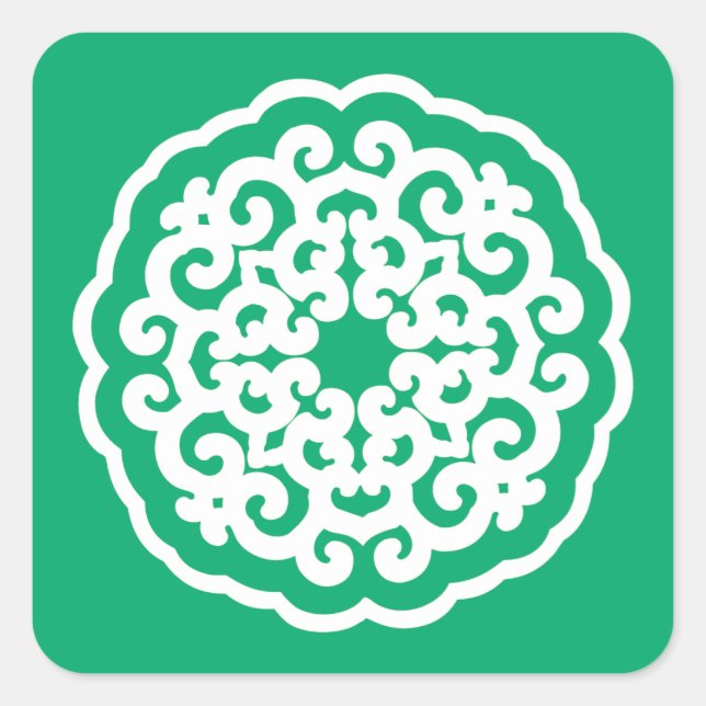 Jade Asian Moods Mandalla Square Sticker (Front)