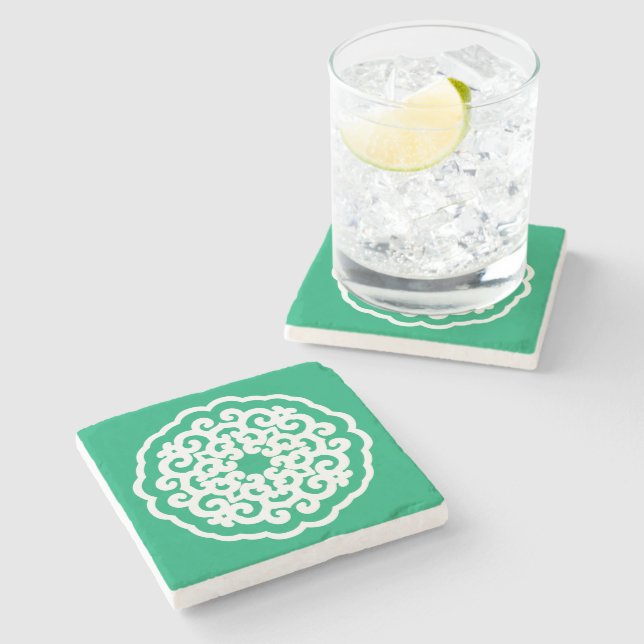 Jade Asian Moods Mandalla Stone Coaster (Side)
