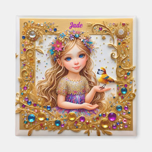 JADE ~ Attractive Vintage Girl ~ Bird ~ Magnet