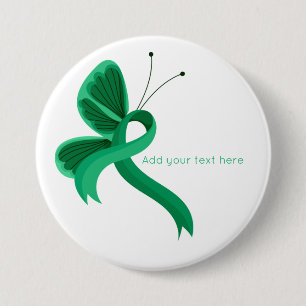Jade Awareness Ribbon Butterfly  Button