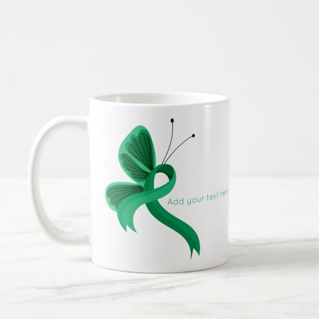 Jade Awareness Ribbon Butterfly Coffee Mug (Left)