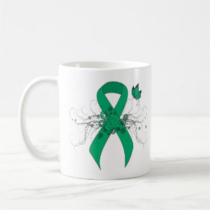 Jade Awareness Ribbon with Butterfly Coffee Mug