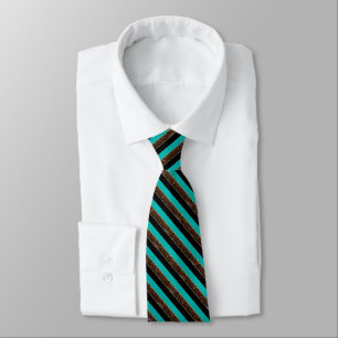 Jade, Black and Diagonal Stripe Leopard Print Tie