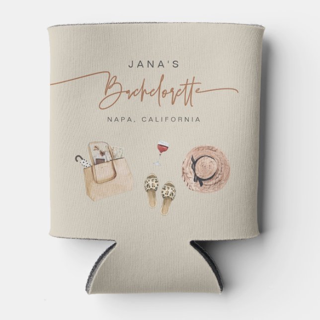 JADE Bohemian Napa Wine Country Bachelorette Can Cooler (Front)