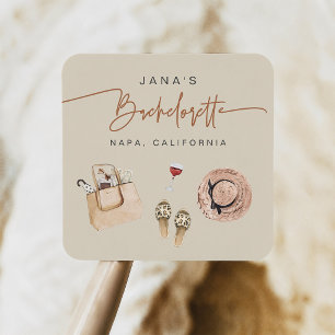 JADE Bohemian Napa Wine Country Bachelorette Square Sticker