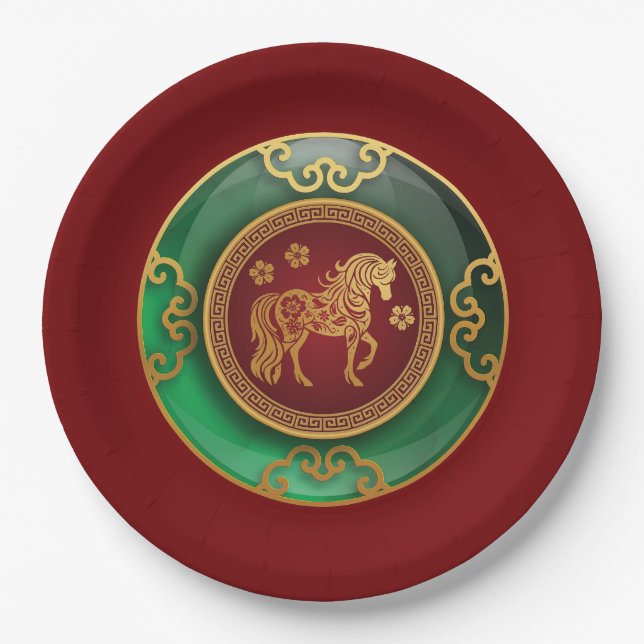 Jade Chinese New Year of the Horse Paper Plate (Front)