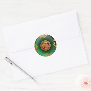 Jade Chinese New Year of the Rabbit Classic Round Sticker
