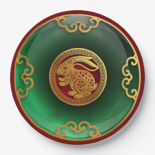 Jade Chinese New Year of the Rabbit Paper Plate