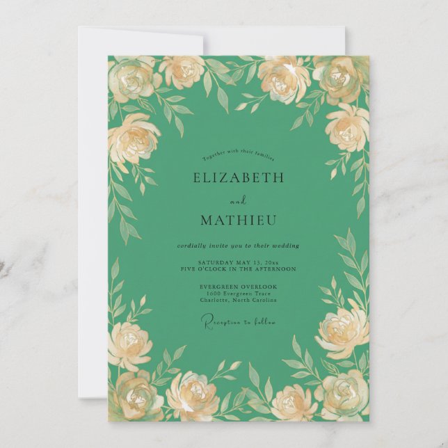 Jade Cream Painted Wedding Invitation (Front)