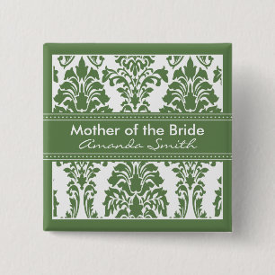 Jade Damask Bridal Party - Mother of the Bride 15 Cm Square Badge
