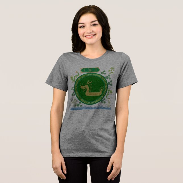 Jade dragon voyage grey Tri-Blend shirt (Front Full)