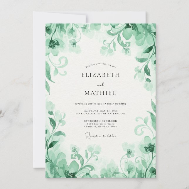 Jade Eucalyptus Wedding Invitation (Front)