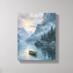 Jade Fjord at First Light Misty Coastal Landscape Canvas Print