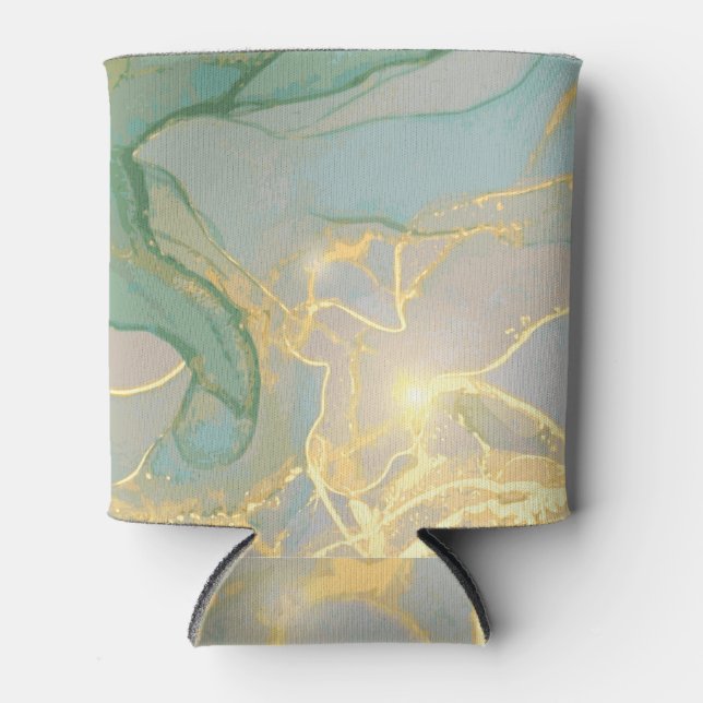 Jade, gold marble texture, abstract background. can cooler (Front)