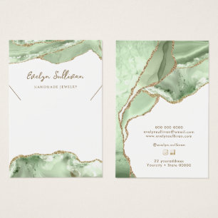 jade green agate necklace display card