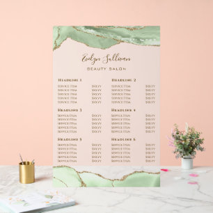 Jade Green Agate Price List Acrylic Sign