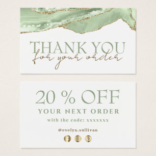 Jade green agate thank you discount card
