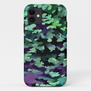 Jade Green and Purple Camouflage Pattern iPhone 11 Case