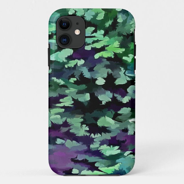 Jade Green and Purple Camouflage Pattern Case-Mate iPhone Case (Back)