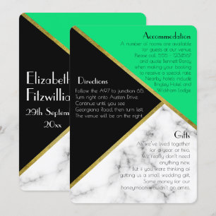 Jade Green Art Deco Wedding Additional Information Invitation