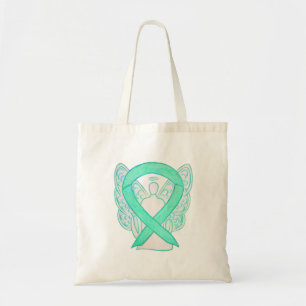 Jade Green Awareness Ribbon Art Custom Tote Bag